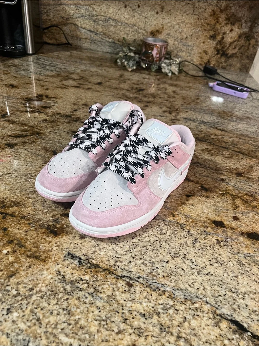 Nike Pink and White Low-Top Sneakers
